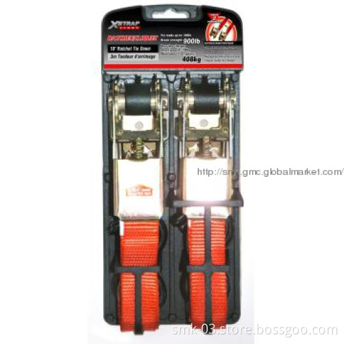 2PK 1\"X10FT 900LBS RATCHET TIE DOWN